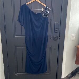 Igigi Blue One Shoulder Dolman Sleeve Cocktail Dress